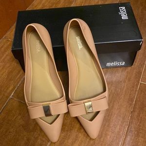 Melissa Maisie Nude Bow Point Toe Flats